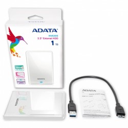 HDD Extern ADATA, 1TB, HV620S, 2.5", USB3.1, Alb, Slim HDD Extern ADATA, 1TB, HV620S, 2.5", USB3.1, Alb, Slim