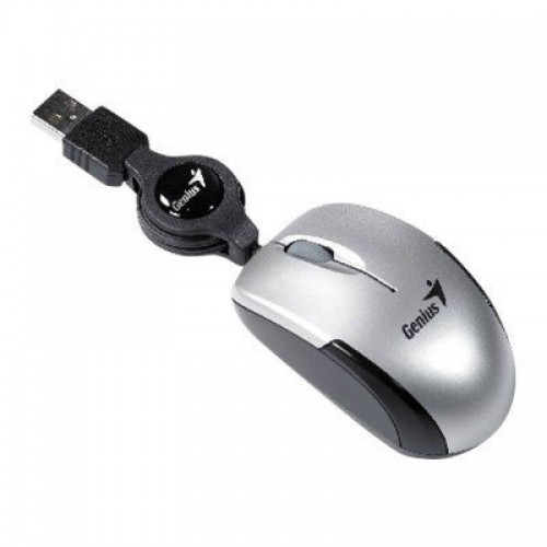 Mouse Optic Genius MicroTraveler V2, 1200 DPI, cablu retractabil, USB, Silver Mouse Optic Genius MicroTraveler V2, 1200 DPI, cablu retractabil, USB, Silver